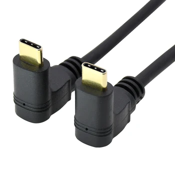 USB3.1 GEN2 10Gbps usb c laidas paauksuoti jungtis, 90 laipsnių kampu, tipo c vyrų ir c tipo vyras duomenų ir greita įkrovimo kabelis 1ft