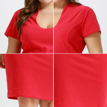 Vasaros 2020 Plius Dydis Suknelė Mados Seksualus Slim OLIS Stiliaus trumpomis Rankovėmis Raudona Vestidos Office Elegantiška Suknelė Retro Moterų Kelio Suknelė