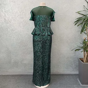 2020 Akių Blizgučiai Šalis Suknelė Moterims Afrikos Drabužius, O-Kaklo Vakarinę Suknelę Plius Dydžio Elegantiškas Blyksnius Trumpas Rankovės Ilgos Maxi Suknelė