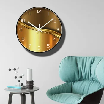 12 Colių Aukso Sieninis Laikrodis Modernus Minimalistinio Apvalus Laikrodis Metalinis Sieninis Laikrodis Išjungti Kvarcinis Laikrodis Namus Papuošti Kambarį