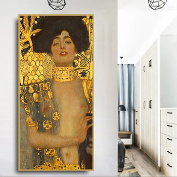 Judita ir Holofernes Gustav Klimt Klasikinis Kūrinys, Drobė, Tapyba, Plakatų ir grafikos Aukso Sienos Menas Nuotraukas Kambarį