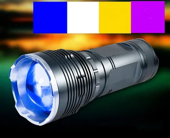 20W Nešiojamų Lauko Zoomable Naktį Žvejybos LED Žibintuvėlis 15W UV LED Žibintuvėlis Mėlyna/Geltona/Balta/UV Šviesos Įkrovimo Lemputė