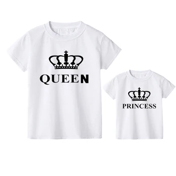 šeimos marškinėliai derinti drabužius Medvilnės mamytė ir man drabužius mados spausdinti motina dukra komplektus Princesė karalienės karūnos mergaitės mama