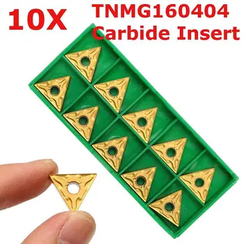 10vnt/16 Langelis*5mm Aukso CNC Tekinimo Peilis Karbido Trikampio Patarimai Įdėklai Vidaus Pjovimo, Tekinimo Įrankiai TNMG 160404