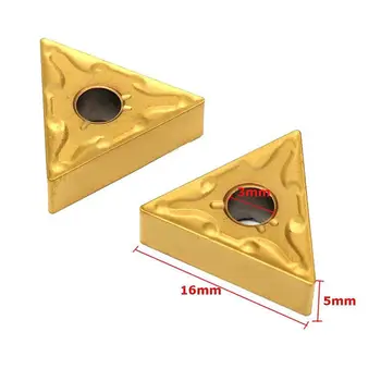 10vnt/16 Langelis*5mm Aukso CNC Tekinimo Peilis Karbido Trikampio Patarimai Įdėklai Vidaus Pjovimo, Tekinimo Įrankiai TNMG 160404