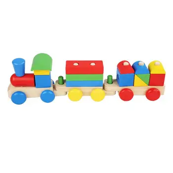 Žaislai Montessori Žaislai Priekaba, Medinis Traukinio Transporto Priemonės Blokai Geometrija Spalva Pažinimo Pradžioje Švietimo Žaislai Vaikams Dovanų