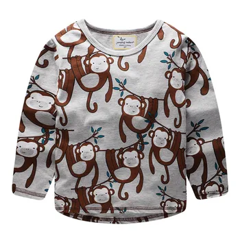 Šokinėja Vaikai metrų t medvilnės marškinėliai ilgomis rankovėmis su mielas gyvūnų spausdinami t marškinėliai kūdikiui berniukas tinginys vaikams, drabužiai kūdikiams viršūnės