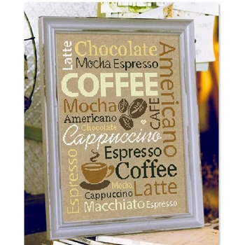 Kavos laišką šokolado kryželiu rinkinys dizaino medvilnės, šilko siūlai 14ct 11ct lino linų spalvos drobė siuvinėjimui 