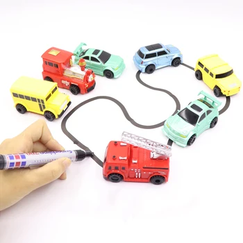 1pcs Naujų Inžinerijos Transporto priemonių Sunkvežimių MINI Magic Pen Indukcinis Vaikų Sunkvežimio Bako Žaislas Automobilis Piešti Linijas Indukcijos geležinkelio Kelio Automobiliu