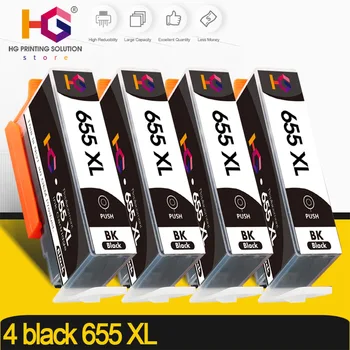 4 juoda hp 655XL rašalo kasetės Pakeitimo HP655 Kasetė HP 655 XL Deskjet 4615/4625/3525/5525 Spausdintuvo Rinkinys
