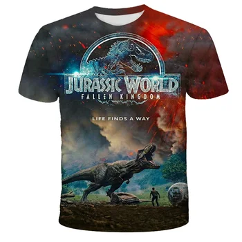 Juros periodo Pasaulio 2 Dinozaurą T-shirt Vaikų Mados Švarkas T-shirt Vasaros 4-14 metų amžiaus berniukų ir mergaičių marškinėliai