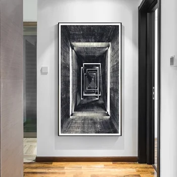 Retro Abstrakčių Geometrinių Drobės Paveikslai Begalinis Koridorius, Plakatų ir grafikos Sienos paveiksl Kambarys Cuadros Namų Puošybai