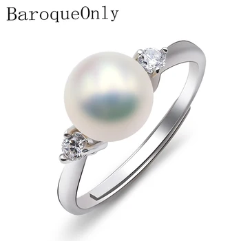 BaroqueOnly bižuterijos 8-9mm Gėlavandenių Perlų Žiedas Moterims Vestuvių, Gražus reguliuojamas Žiedai RD