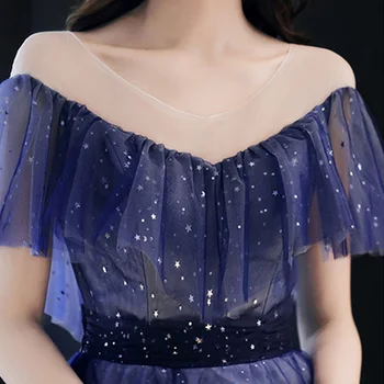 Royal Blue Moterys Šalis Suknelės R275 V-Kaklo, Bžūp Rankovėmis Chalatas De Soiree 2020-Line Vakare Chalatai Blizga China Oficialų Suknelė