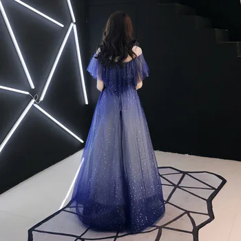 Royal Blue Moterys Šalis Suknelės R275 V-Kaklo, Bžūp Rankovėmis Chalatas De Soiree 2020-Line Vakare Chalatai Blizga China Oficialų Suknelė