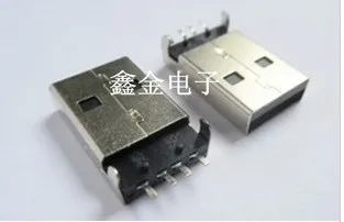 Nemokamas Pristatymas 15vnt juoda guma SMD USB A male USB kištukinę jungtį 180 Laipsnių