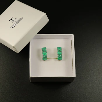 Žalias agatas geras užsegimas Auskarai Natūralus akmuo iš 925 Sterlingas Sidabro paprastos konstrukcijos bauda papuošalai mergaitėms gražus gimtadienio dovana