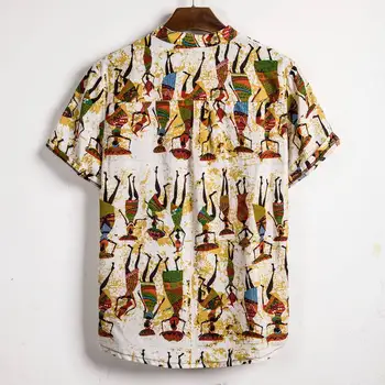 Medvilnės Skalbiniai, marškiniai 2019 Havajų Marškinėliai Vyrams trumpomis Rankovėmis Slim Fit Gėlių etninės Tee Atsitiktinis Paplūdimio Marškinėliai Camisas Vyrų Drabužiai.