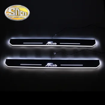 SNCN 4PCS Akrilo Juda LED Sveiki Pedalą Automobilis Nusitrinti Plokštė Pedalo Durų Slenksčio Kelias Šviesos Ford Fiesta 2009 - 2017 2018 2019