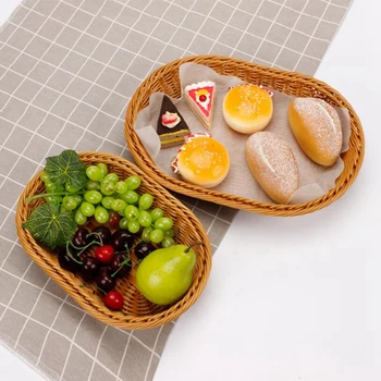 Rotango Krepšys, 3Pcs Stalo ir Maisto patiekimo Krepšiai, Dėklai, Duonos Krepšelis, Maisto, Vaisių, Daržovių Įvairenybės Saugojimo Krepšys