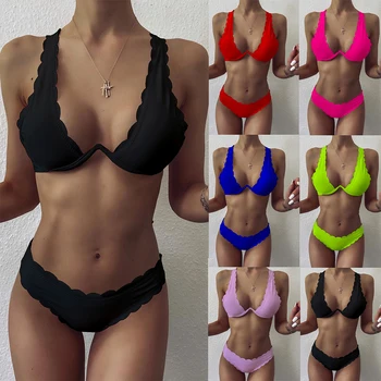RXRXCOCO maudymosi Kostiumėliai Moterims Monokini maudymosi kostiumėlį, Seksualus Bikini Komplektas Plaukimo Maudymosi Kostiumą, Push Up Brazilijos Aukštos Sumažinti Troškinti Bikini 2020 m.