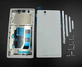 Naujos Baterijos Dangtelio Pakeitimas Sony Xperia Z L36h LT36 C6602 C6603 Būsto Viduryje Rėmas+Baterijos Stiklo Atgal Padengti+Dulkių plug