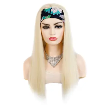 Boymia Sintetinių Lankelis šalikas perukas ilgi tiesūs sintetinių mados plaukų perukai juoda Balta moterų cosplay WWM01860
