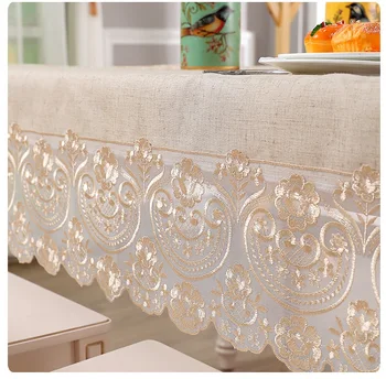Naujas nėrinių lino staltiesė siuvinėti consice šviežias stiliaus arbatos staltiesė stalo runner už vestuves pokylių dulkių dangtelį