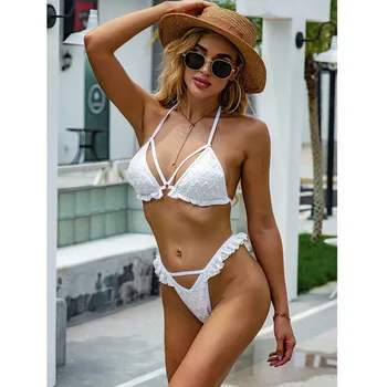 Micro Bikini Balta Bikini Komplektas Pynimas Maudymosi Kostiumėliai Moterims, Maudymosi Kostiumėlį, Seksualus Biquini Brazilijos Maudymosi Kostiumą, Mini Apačioje Plaukimo Kostiumas