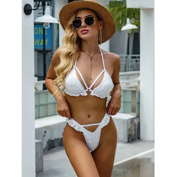 Micro Bikini Balta Bikini Komplektas Pynimas Maudymosi Kostiumėliai Moterims, Maudymosi Kostiumėlį, Seksualus Biquini Brazilijos Maudymosi Kostiumą, Mini Apačioje Plaukimo Kostiumas