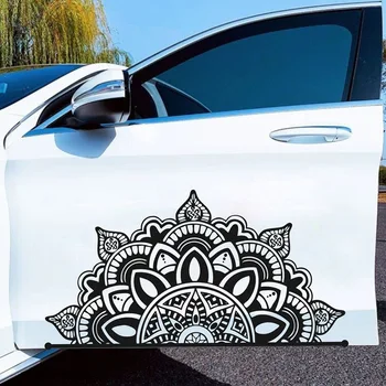 Mandala Automobilių Lipdukas Pusė Gėlių Automobilio Durų Apdailos, atsparus Vandeniui Juoda/sidabro/aukso LC1195