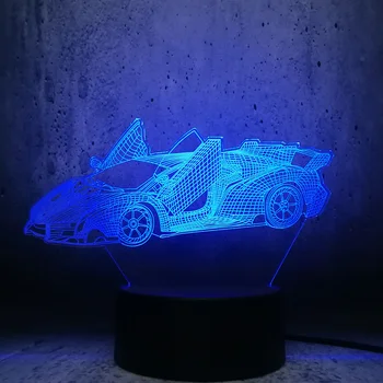 Lamborghini Veneno Lenktynių Automobilio Modelio 3D LED Lempos Naktį Šviesos Kietas žaislas paauglys superautomobilį gerbėjai gimtadienio Kambario Dekoro lemputė