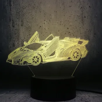 Lamborghini Veneno Lenktynių Automobilio Modelio 3D LED Lempos Naktį Šviesos Kietas žaislas paauglys superautomobilį gerbėjai gimtadienio Kambario Dekoro lemputė