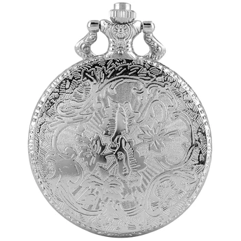 Prabanga Silver Shield Karūna Modelis Kvarco Kišenėje Žiūrėti Mados Karoliai Pakabukas Grandinės Juvelyrikos Dovanų Steampunk Laikrodis Vyrams, Moterims