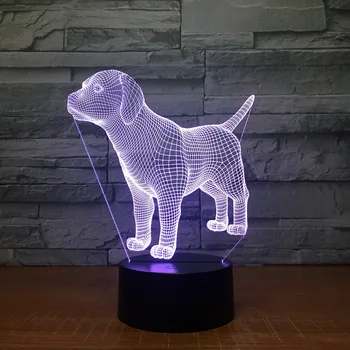 Labradoro Šuo Šuniukas Bičiulių 3D LED Lempa su 7 Spalvų Keitimas USB Kabeliu arba 3AA Baterijos Energijos, Miegamojo Apšvietimas Naujovė Dovanos Vaikams