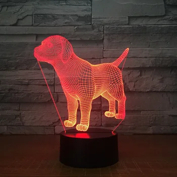 Labradoro Šuo Šuniukas Bičiulių 3D LED Lempa su 7 Spalvų Keitimas USB Kabeliu arba 3AA Baterijos Energijos, Miegamojo Apšvietimas Naujovė Dovanos Vaikams