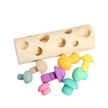 Montessori Modeliavimas Mediniai Grybavimas Žaidimas Macaron Grybai Padaras Blokuoti Žaislai Vaikams, Rankomis akis Koordinavimo Žaislas