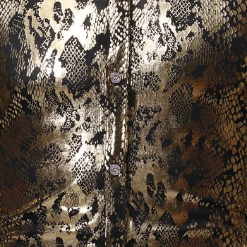Seksuali Gyvatė Modelis Metallic Marškinėliai Vyrams 2019 Mados Naujų Slim Fit Long Sleeve Socialinės Marškinius Vyras Šalis, Naktinis Klubas Prom Chemise Homme