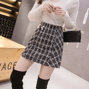 Xiaoxiangfeng nauji moteriški sijonai korėjos retro-line sijonas, aukšto juosmens krepšys klubo elegantiškas sijonas