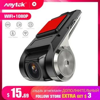 Anytek 1080P WIFI Dashcam Automobilių Paslėptas DVR Recorder Radaro Detektorius ADAS USB Judesio Aptikimo Naktį Versija Brūkšnys Cam Mini Registratorius