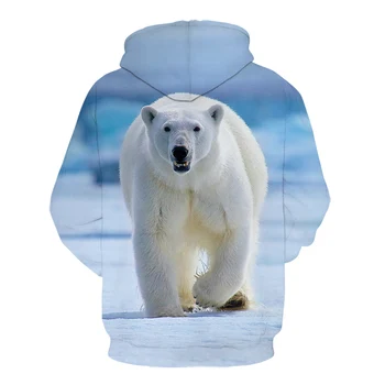 Unisex Mados Atsitiktinis Streetwear gyvūnų Palaidinukė Bliuzono Polar bear 3D Spausdinimo Harajuku Vyrų Drabužiai svetimas dalykų Hoodie