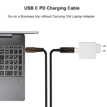 USB Tipo C PD Konverteris Universalus Nešiojamas Įkrovimo Kabelis, Laidas, nuolatinės Srovės Maitinimo Adapteris, skirtas Dell, Asus, Lenovo Notebook Maitinimo Kabelis