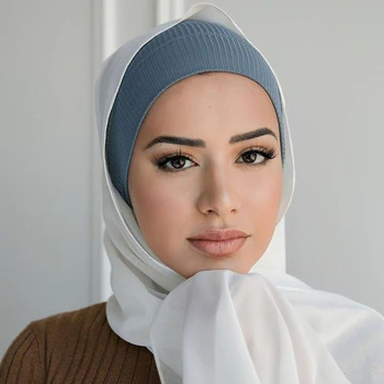 Musulmonų Mados Underscarf Turbaną Bžūp Tampri, Briaunoti Vidinis Hijab Kepurės Moterų Islamo Pagal Šalikas Vamzdis Bžūp Skarelė Variklio Dangčio