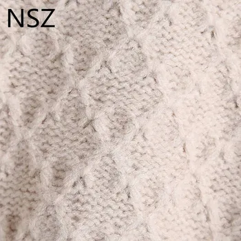 NSZ Moterų Siuvinėjimo Apykaklės Pusė Rankovės Argyle Megztinis Megztinis Mados Ponios Megztiniai (Puloveriai Trikotažas
