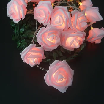 Romantiška Rožė Gėlių Girliandą Su Led Žibintai,Atostogų Šviesos Eilutę Apdaila Vestuvės/Kalėdų,Naujųjų Metų Reikmenys,Fairy Light