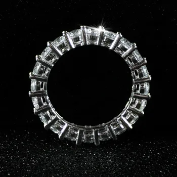 Kieto Nekilnojamojo 925 Sterlingas Sidabro 3mm cirkonis amžinybės žiedai vestuvių Juostoje moterims, jubiliejaus dovana, papuošalai sepcial unikalus R1996S