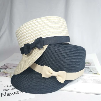 Atsitiktinis vasaros Juostelės saulės skrybėlės Paille Chapeau Feminino minkštas kvėpuojantis moterų šiaudų saulės skrybėlės kratinys dryžuotas lankas paplūdimio kepurė hat