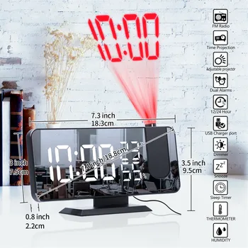 Skaitmeninio formato LED Laikrodis-Žadintuvas, FM Radijas Ir Veidrodis 