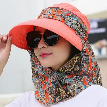 2020 NAUJAS Vasaros Moterų Saulės Skrybėlę UV Apsauga Spausdinti Šalikas Padengti Veidą Didelis Kraštų, Sulankstomas Skrybėlę Beach Sun Skrybėlę Atsitiktinis Atostogų Bžūp