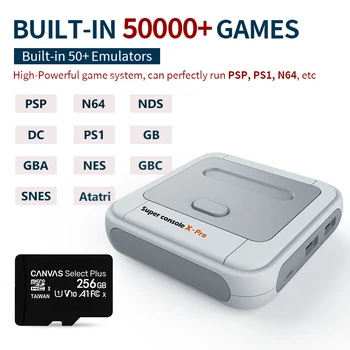 Super Konsolės X Mini Pro/TV Vaizdo Žaidimų Pultai, WIFI HD Išvesties PSP/N64/DC/PS1 Žaidimai Xbox Gamepad Built-in 50000+Žaidimai